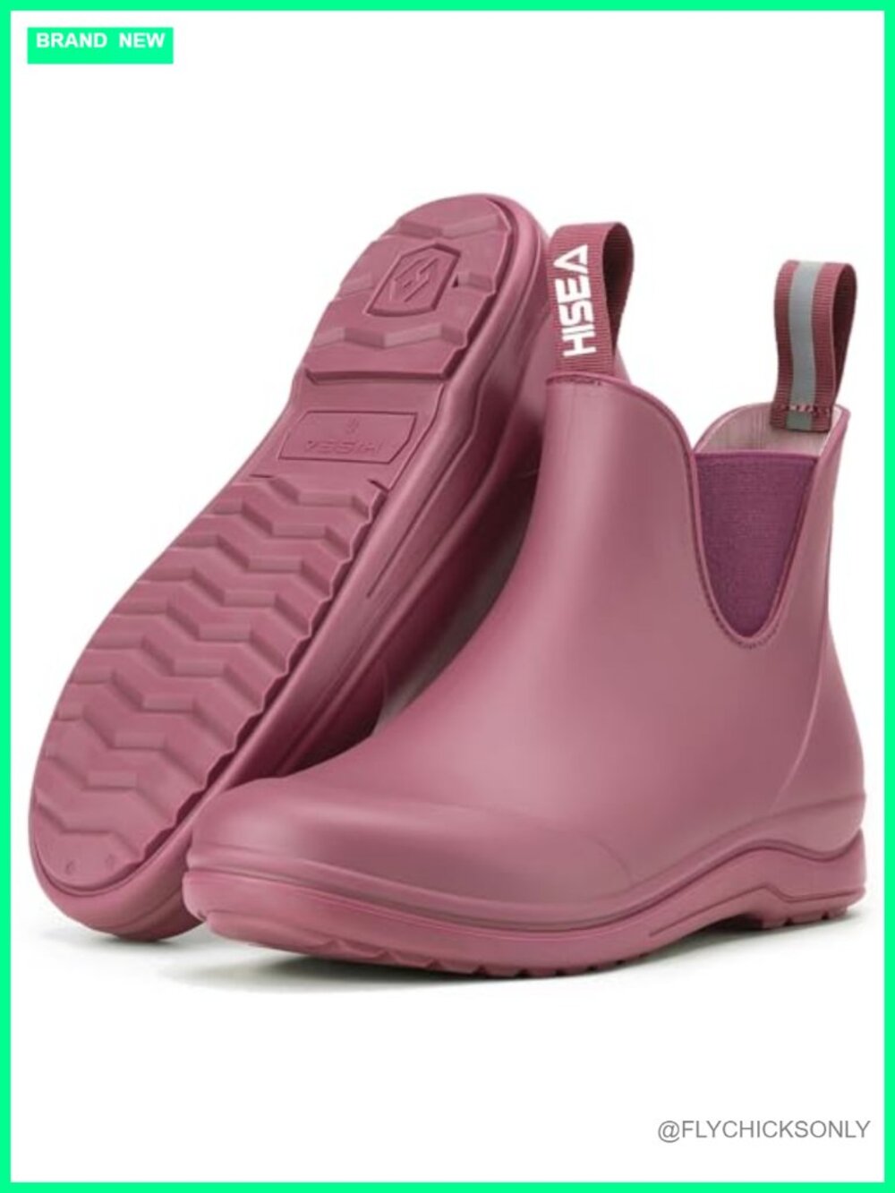 HISEA Waterproof Ankle Rain Boots Anti-Slip Pull On Chelsea Booties